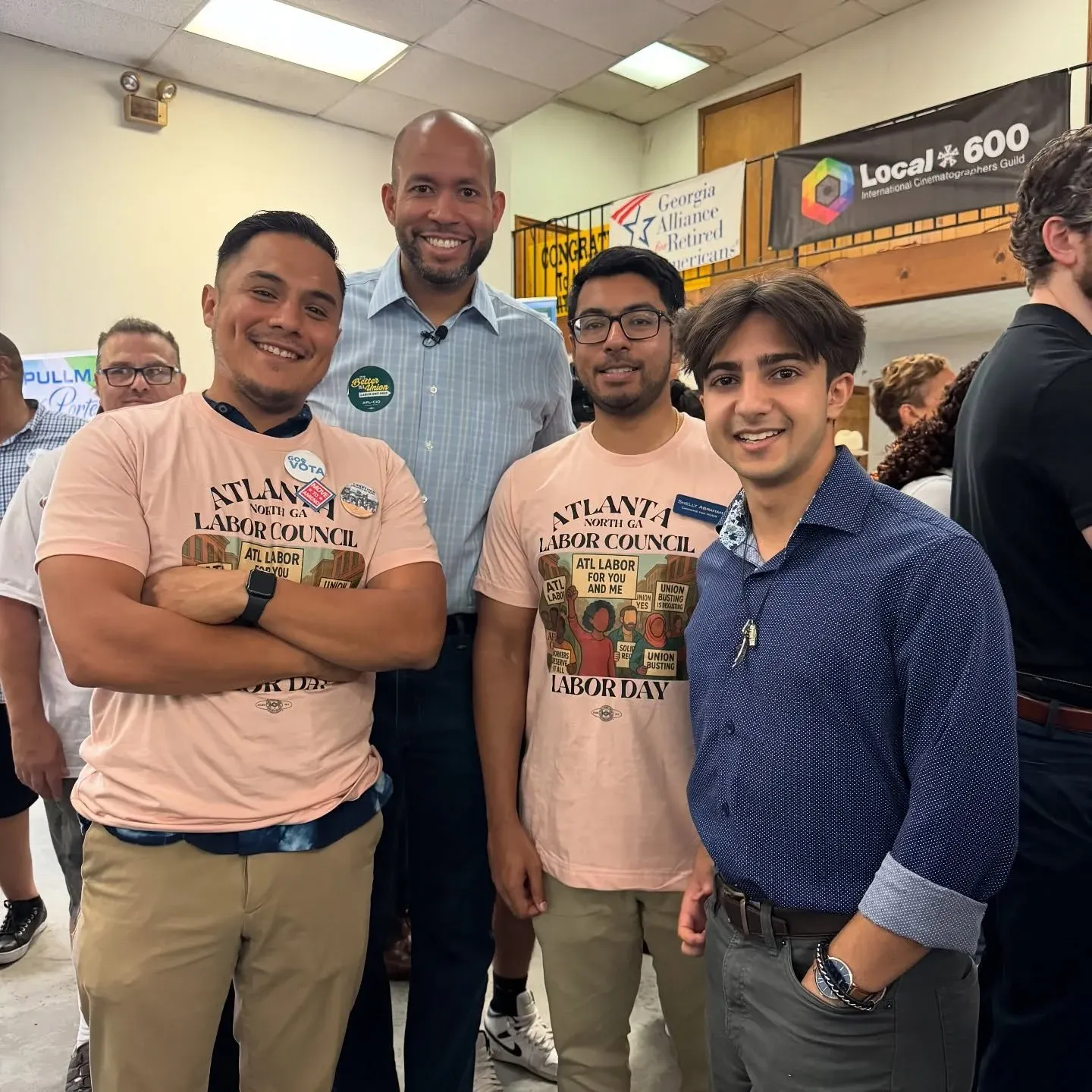 Juan Estrada con líderes sindicales en un evento del Día del Trabajo del Atlanta North Georgia Labor Council
